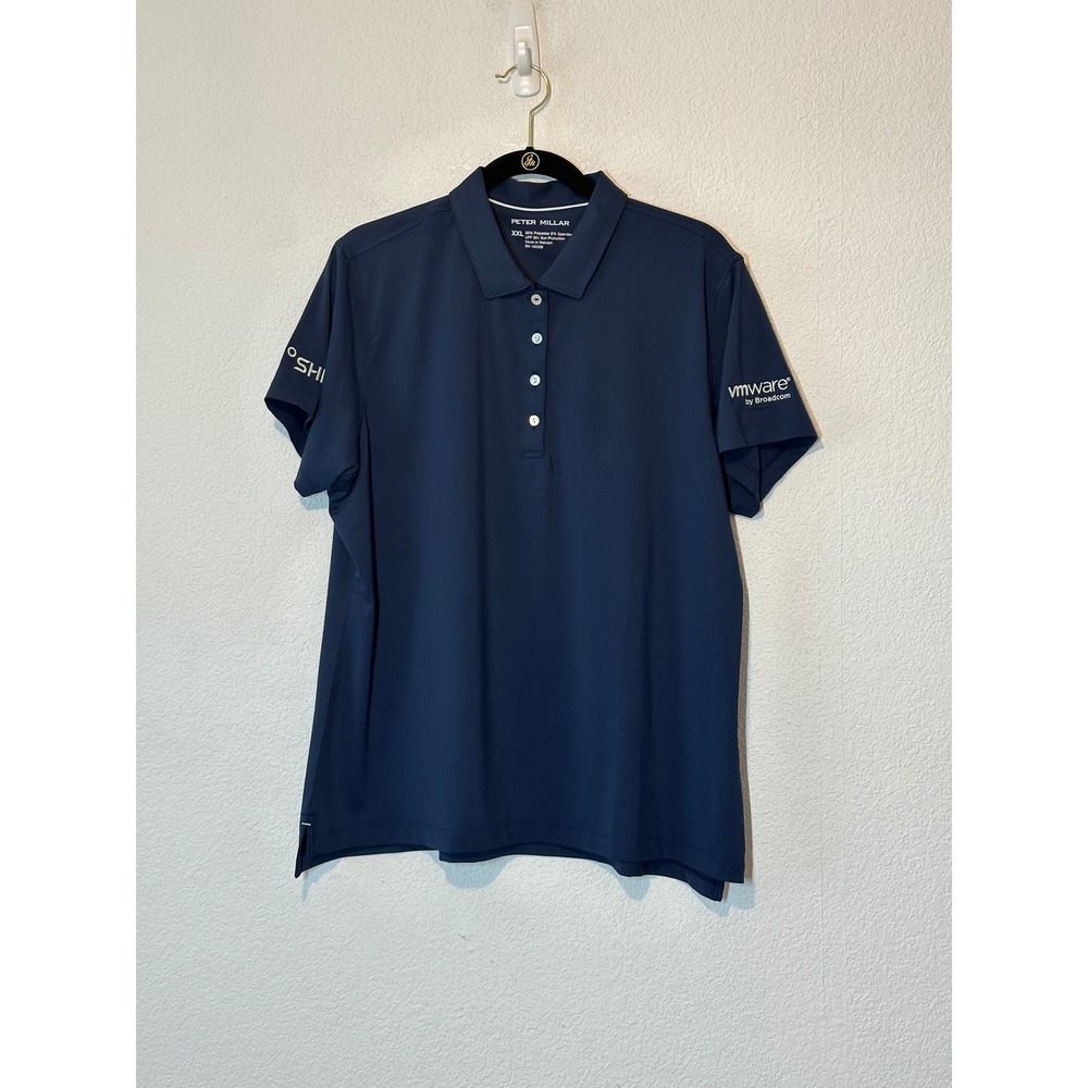 Peter Millar Womens Navy Blue Performance Polo UPF 50 VMware OSHI Logo 1 M 1 L